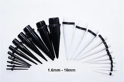Buy Acrylic Ear Taper Stretching Tapers Stretchers Expanders Or Set Kit Black White • 13£