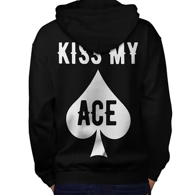 Buy Wellcoda Kiss My Ace Card Gamble Mens Hoodie, Kiss Design On The Jumpers Back • 25.99£