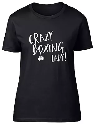 Buy Womens T Shirt Crazy Boxing Lady Ladies Tee Gift • 8.99£