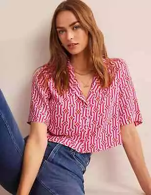 Buy BODEN  Pink Cropped Revere  Shirt   Size 16  NEW  T1349  Relaxed Fit • 24.99£
