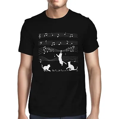 Buy 1Tee Mens Cats And Music Sheet T-Shirt • 7.99£