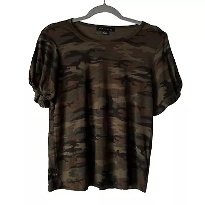 Buy Sanctuary Womens Medium Camouflage Sleeve Hem Accent Short Sleeve Round Neck Tee • 17.37£