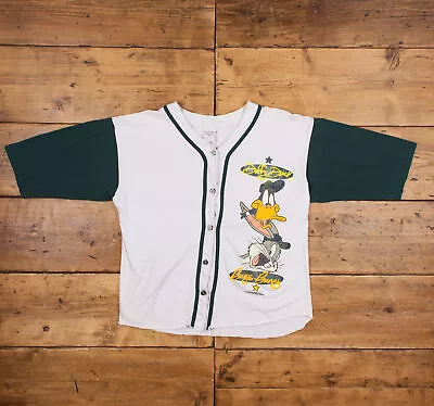 Buy Vintage Graphic T Shirt XL 90s Sun Looney Tunes Baseball Jersey White Tee • 35.99£