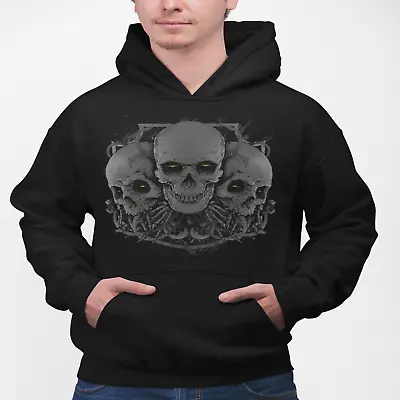 Buy Demon Skulls Mens Hoodie Gothic Punk Horror • 19.99£