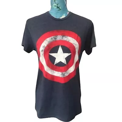 Buy Marvel Comics Blue Grey Captain America T Shirt Unisex Small (AR20) • 6.49£