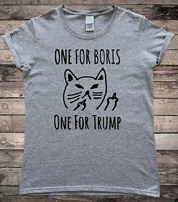 Buy Anti Donald Trump And Boris Johnson Feminist Cat Fingers Ladies T-Shirt • 8.99£