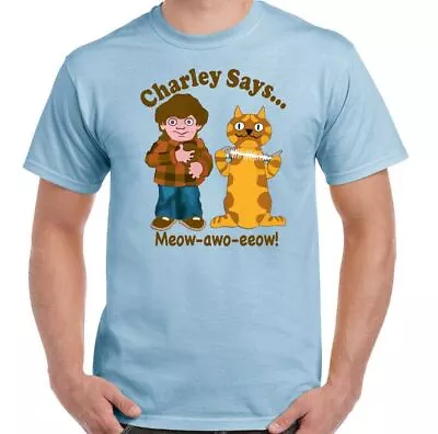 Buy Charley Says T-Shirt Advert Drug Beer Cat Charlie Weed Rave Techno Dance Music • 10£