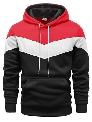 Buy Men's Colorblock Red Hoodie - Graphic Design With Kangaroo Pocket, Small 36 NEW  • 15.99£