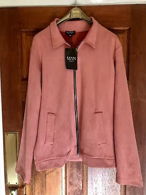 Buy Boohoo MAN Pink Faux Suede Harrington Jacket Made In Italy ~ Size M (38-40.5) • 14£