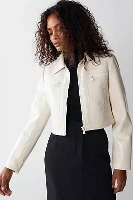 Buy WAREHOUSE Faux Leather Patent Retro Crop Jacket • 35.60£