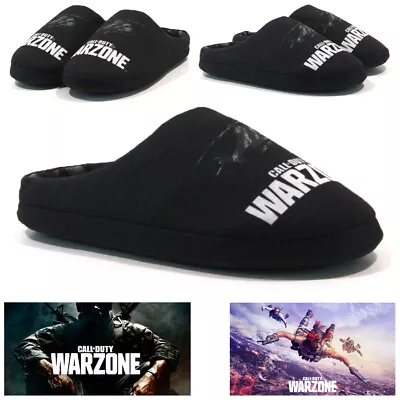 Buy Mens Call Of Duty Warzone Novelty Slippers Warm Comfort Fleece Winter Mules Size • 11.95£
