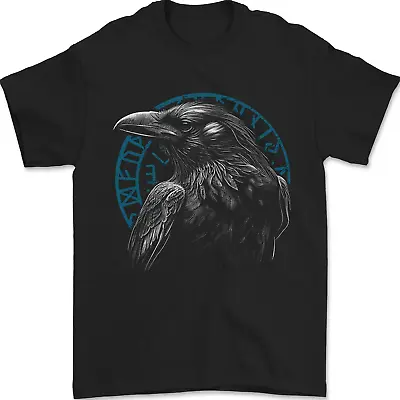 Buy A Raven In Viking Symbols Text Valhalla Mens T-Shirt 100% Cotton • 10.48£
