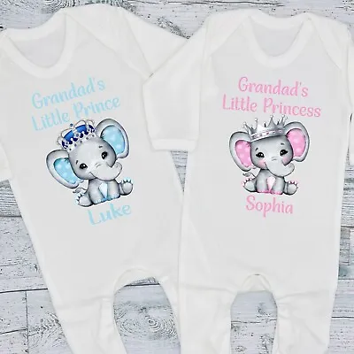 Buy Grandad's Little Prince / Princess Personalised Elephant Baby Bib Vest Grow Tee • 9.99£