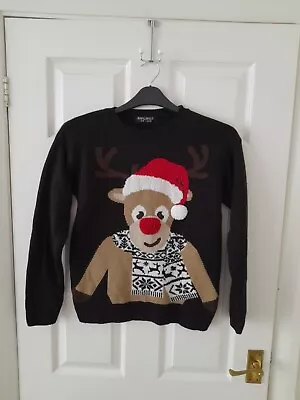Buy Select Reindeer Women Knitted Black Christmas Jumper Size 6 • 8£