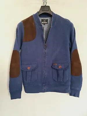 Buy Barbour Cardi Jacket Mens Cotton Blue Shooting Hunting Shoulder Elbow Patches S • 36£