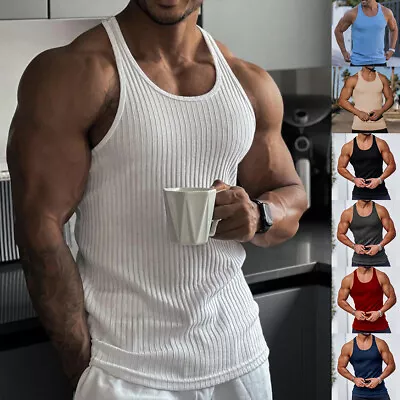 Buy Mens Bodybuilding Tank Tops Vest Muscle Slim Fit Training Workout Gym Fitness UK • 9.59£