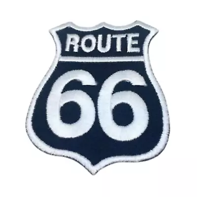 Buy Route 66 Highway Sign White Embroidery Patches Iron On Sew Clothes Jackets • 2.51£