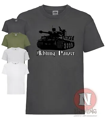 Buy Tiger Tank T-shirt WW2 Achtung Panzer Military Vehicle Reenactor WoT Kids Tee • 9.99£