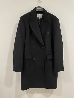 Buy River Island Long Black Smart Trench Business Overcoat Jacket SizeM Rrp.£119 New • 79£