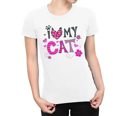 Buy 1Tee Womens I Love My Cat Love Heart T-Shirt • 7.99£