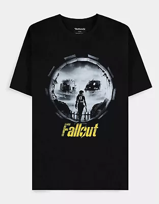 Buy Official Fallout (tv Series) Lucy Into The Wasteland Print Black T-shirt • 19.99£