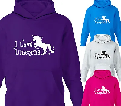 Buy Childrens I Love Unicorns Hoodie Girls Boys Horse Riding Hoody Equestrian Gift • 15.95£