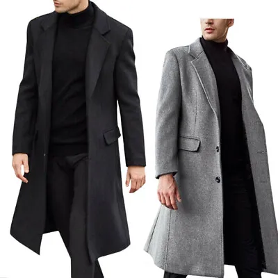 Buy Mens Windbreaker Jacket  Long Sleeve Outwear Casual Full Length Trench Coat • 26.88£