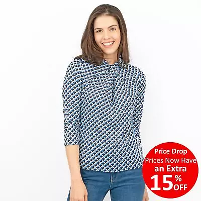 Buy Karen Millen Womens T-Shirt Blue Summer Holiday Workwear 3/4 Sleeve Logo • 14.36£