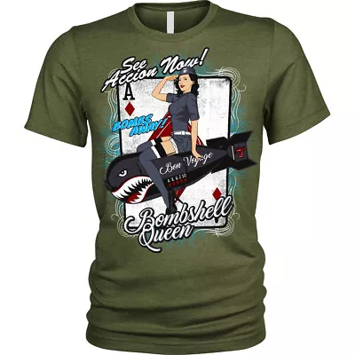 Buy Men's American Army Pinup Girl T-Shirt | S To Plus Size | Bombshell • 12.95£