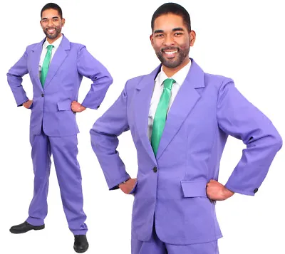 Buy Mens Purple Suit Tv Film Fancy Dress Costume Jacket Trousers Joker Style Outfit • 24.99£