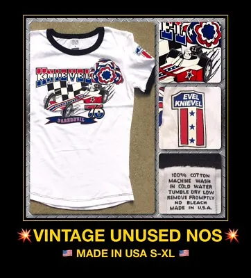 Buy Vtg Evel Knievel 70s Ideal Stunt Cycle Dragster NHRA 90s BICENTENNIAL T-shirt • 46.33£