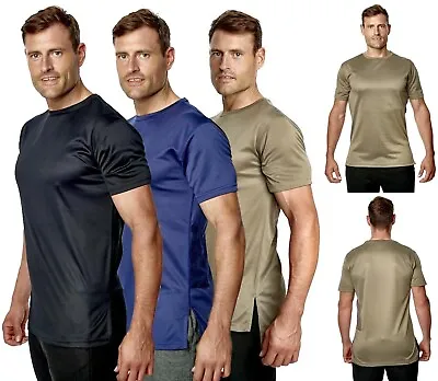 Buy Mens Longline Gym T-Shirts Short Sleeve Active Casual Sports Running Top • 9.99£