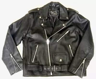 Buy Excellent   Real Leather   Biker Motorcycle Style Jacket - M - Rocker Rockabilly • 75£