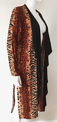 Buy 90s Vintage Animal Tiger Leopard Print Lagenlook Artsy Boho Open Blazer Top L • 37.95£