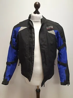 Buy Ee517 Mens Akito Black Blue Armoured Removable Liner Biker Jacket Uk M Eu 50 • 39.99£