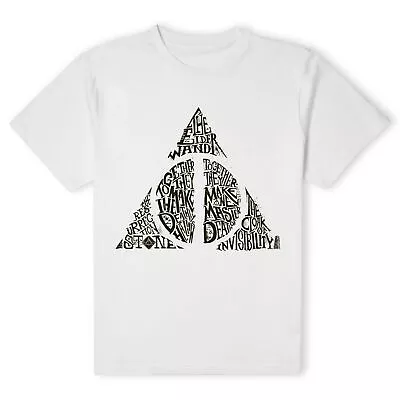 Buy Official Harry Potter Deathly Hallows Text Unisex T-Shirt • 17.99£