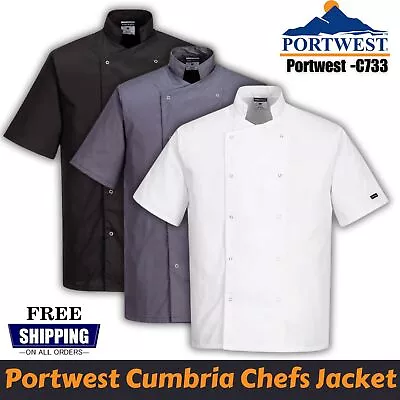 Buy Portwest Cumbria Chefs Jacket Coat Food Industry Catering Chef Lightweight C733 • 5.99£