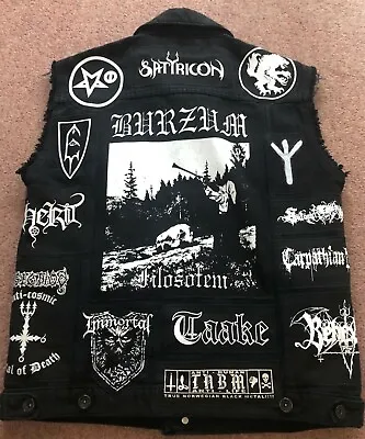 Buy True Scandinavian Black Metal Battle Jacket Cut-Off Denim Vest Carpathian Forest • 186.66£