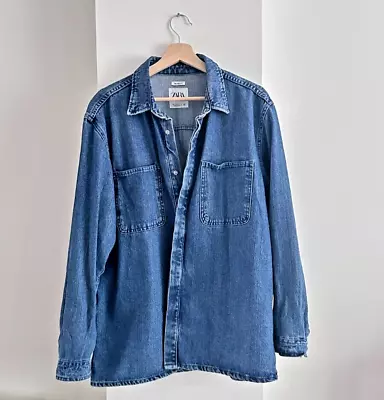 Buy Zara Men's Blue Denim Jacket Shirt Size M  • 7.72£