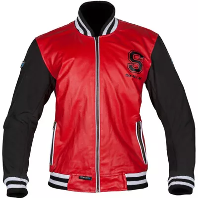 Buy Spada Campus Leather  / Textile Casual Motorcycle Motorbike Jacket Red Black • 49.99£