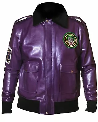 Buy Batman Henchmen Joker Goon Purple Pink Bomber LEATHER Jacket With Fur Collar • 21.22£