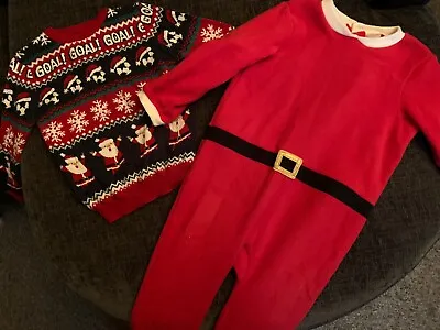 Buy Boys Primark Football Christmas Jumper And H&M Santa Suit All In One  Size 4-5 • 15£