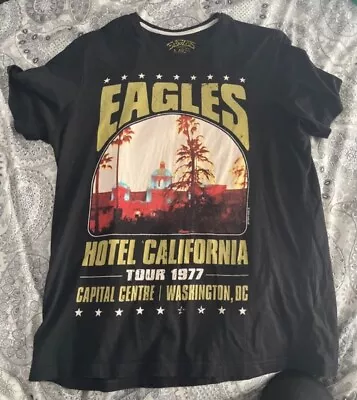 Buy The Eagles T Shirt Hotel California Country Rock Band Merch Tee Size Large Black • 15.30£