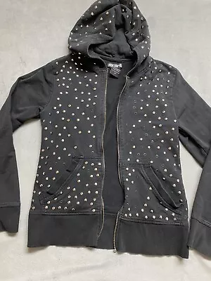 Buy Hot Topic Hoodie Size Medium Black Studded Metal Goth Grunge Distressed Zipper • 17.32£
