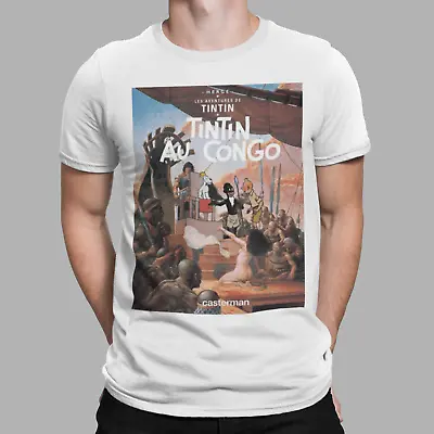 Buy Tintin T-Shirt Graphic Tin Tin 60s 70s 80s Classic Retro Comic Book Congo • 7.97£