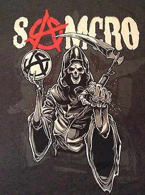 Buy Sons Of Anarchy SAMCRO Grim Reaper SOA Redwood Original T-Shirt Charcoal Grey • 18.99£