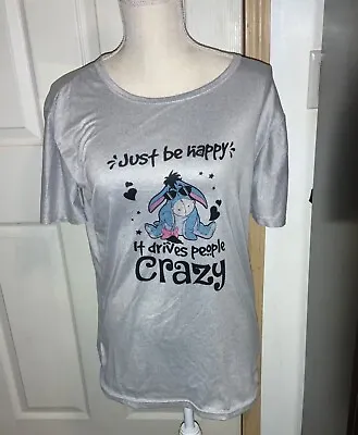 Buy Women’s Winnie The Pooh Eeyore Be Happy Shirt Preowned Size LARGE • 13.51£