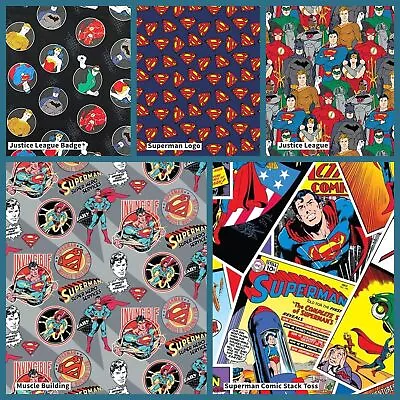 Buy Crafts Fabrics DC Comics Superman Comic Stack Toss Logo Badges JL 100% Cotton • 6.99£