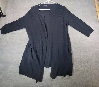 Buy Eileen Fisher Cardigan Womens Large PetiteBlack Open Front Sweater Italian Yarn • 22.68£