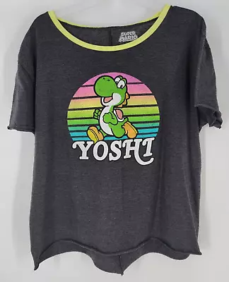 Buy Nintendo Super Mario Retro S/S Cut-Off T-Shirt ~ Juniors Size 2XL ~ Yoshi Gray • 12.53£